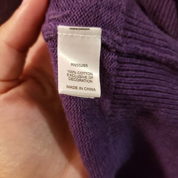 Express Mens V-Neck Purple Long Sleeve Sweater - Picture 5 of 11